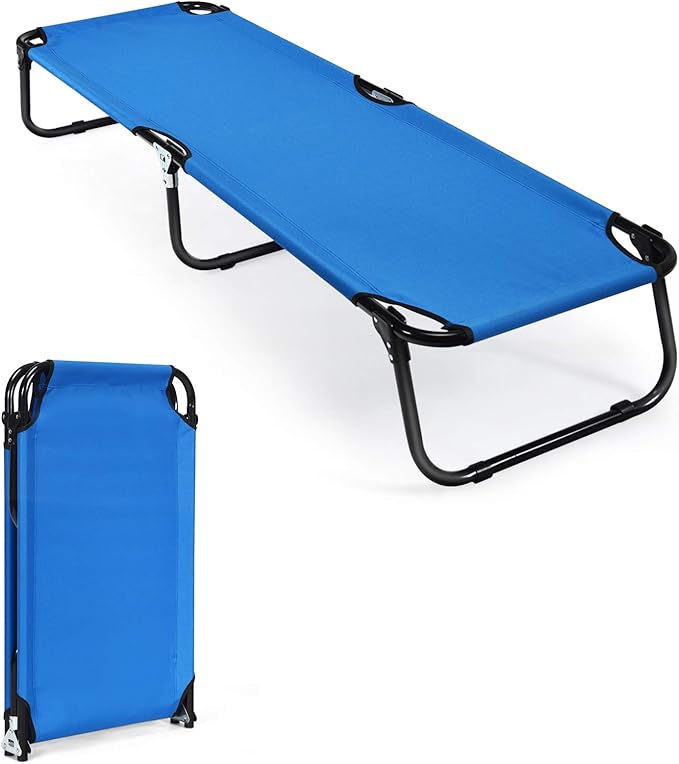 GYMAX Folding Camping Cot, Portable Ultralight Compact Sleeping Cot Bed for Adults with Oxford Fabric, for Outdoor Travel Backpacking Hiking Patio Home Office, 330LBS