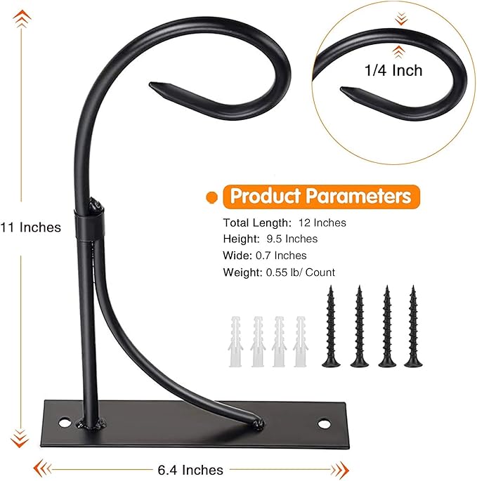 Fashion&cool 2 Pack Plant Hanging Bracket, 11 inch Wall Mount Plant Hanger Outdoor Indoor, Decorative Hanging Plant Bracket Hooks for Planter Flower Bird Feeder Lanterns Wind Chimes with Screws (2)