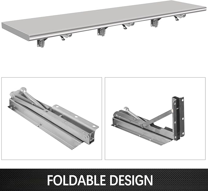 70'' L x 12''W Folding Concession Shelf- Stainless Steel Food Shelf Stand Serving for Concession Serving Window