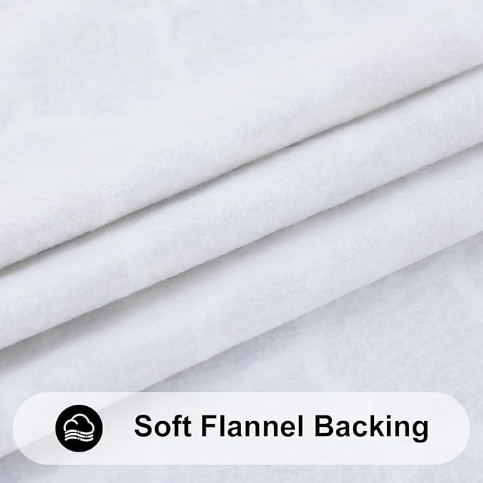 Smiry Rectangle Picnic Table Cover, Waterproof Elastic Fitted Camping Tablecloths for 8 Foot Tables, Wipeable Flannel Backed Vinyl Tablecloth Protector for Indoor, Outdoor (White, 30x96 Inches)