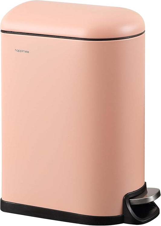 happimess HPM1009G Roland Mini 2.6-Gallon Step-Open Trash Can, Flamingo Pink,with Soft-Close Lid, Fingerprint Resistant, Modern, Minimalistic for Home, Kitchen, Office, Bedroom, Bathroom