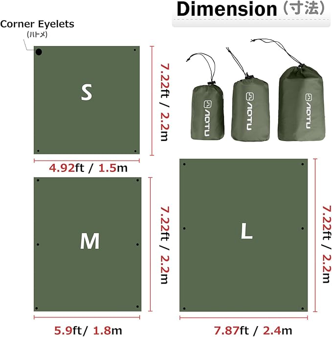 Azarxis Waterproof Camping Tent Tarp Hammock Rain Fly Footprint Ground Cloth Shelter Sunshade Beach Picnic Blanket Mat for Outdoor Camping Park Lawn