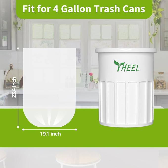 Clear Small Trash Bags 4-Gallon bathroom garbage bags, Trash Bags for Bathroom Bedroom Office - Unscented 15 Liters waste basket liners (150 Counts)