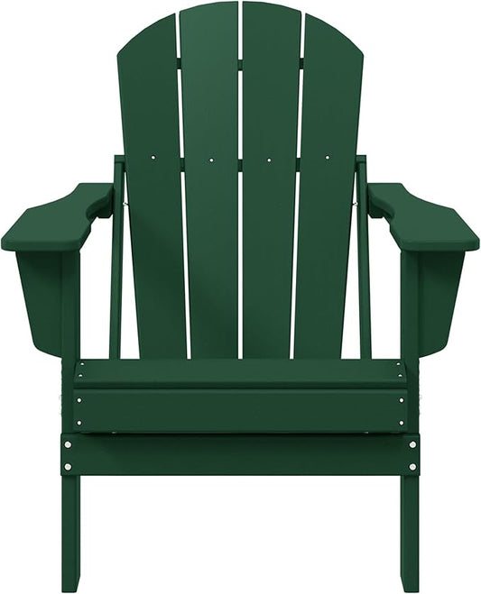 WestinTrends Malibu HDPE Outdoor Patio Folding Poly Adirondack Chair, Dark Green