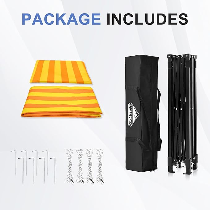 EAGLE PEAK Flex Ultra Compact 5x5 Pop-up Canopy, Sun Shelter, Changing Room, Portable Privacy Tent for Pool, Fashion Photoshoots, or Camping, Yellow Orange