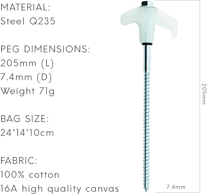 Outback Element® - 15 Tent Stakes Heavy Duty with Glow in The Dark Heads + Bonus Canvas Carry Pouch and Hex Drill Bit