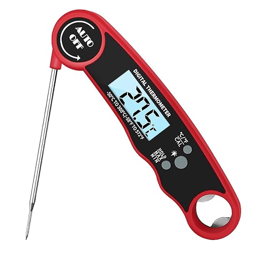 Meat Thermometer Digital, Instant Read Food Thermometer for Grilling and Cooking, Waterproof Kitchen Probe with Backlight for Home, Outdoor Grilling and BBQ