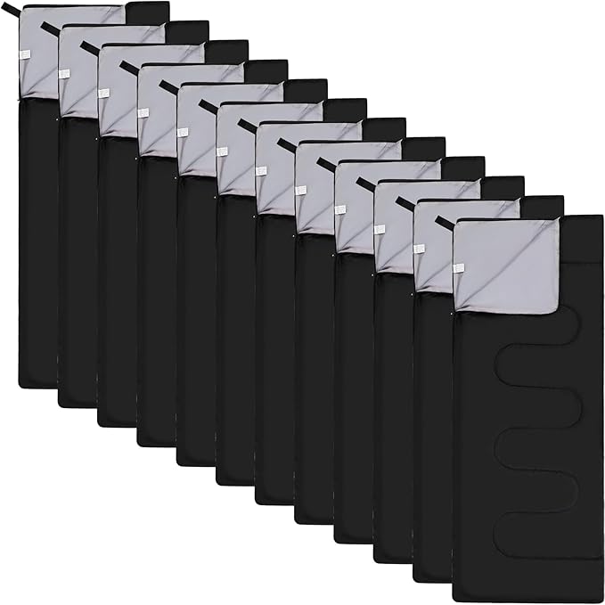 Macarrie 12 Pack Camping Sleeping Bags for Adults Bulk Cold Weather Kids Sleeping Bag for Homeless Lightweight Waterproof Compression Sack for Backpacking Traveling Hiking Outdoor