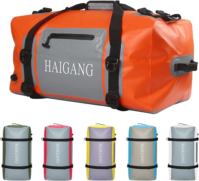 150L Waterproof Duffel Bag Travel Dry Bag, Large Capacity, Adjustable Thickened Straps and Handles, Zip Closure, Air Valve, Keep Equipment Safe, Suitable for Boating Rafting Orange