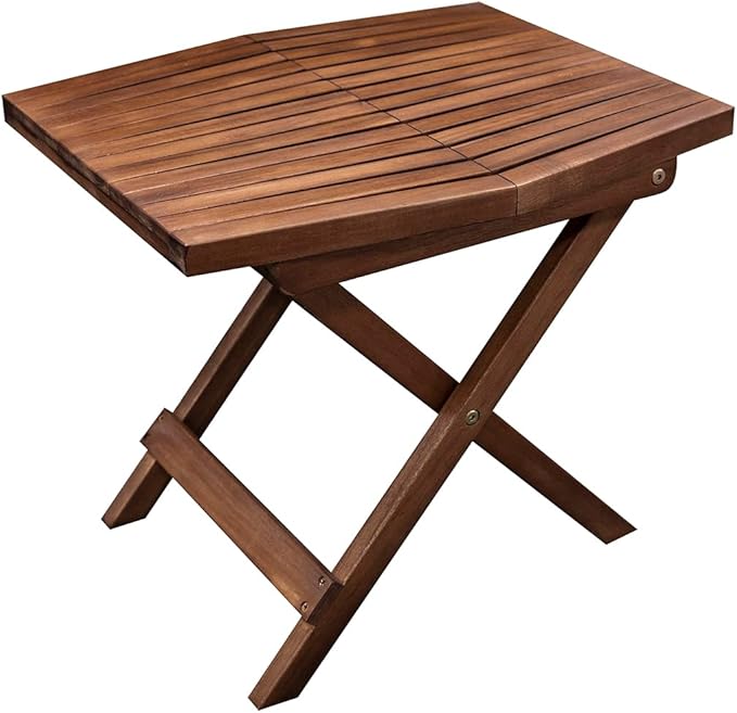 Melino Wooden Folding Table - Original Acacia Wooden Small Foldable End Coffee Tables - FSC Certified Solid Wood Patio Side Table - Weather Resistant & Fully Assembled - Indoor and Outdoor Furniture