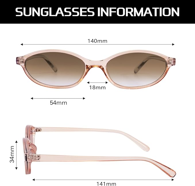 Retro Oval Sunglasses for Women Chic Cat Eye 90s Sunnies Lightweight Narrow Shades Trendy UV protection Sun Glasses