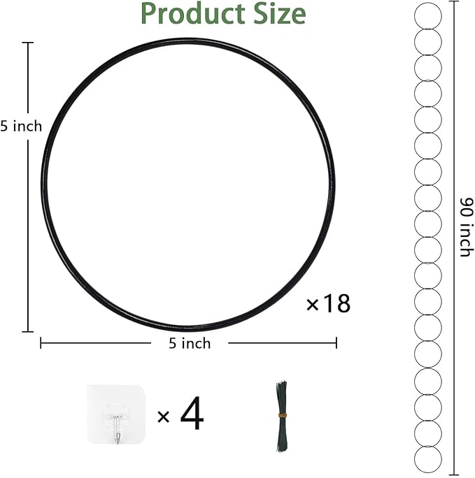18 Pcs Chain Trellis for Climbing Plants, 7.5(ft) L Wall Plant Trellis Indoor, Pothos Plant Climber Support for Ivy Hoya Flower, Circles
