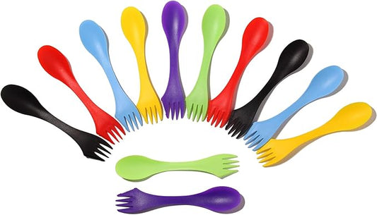 30Pcs Plastic Sporks Tritan Sporks 3 in 1 Travel Fork for Camping, Travel, Home, Restaurant (7 Inch)