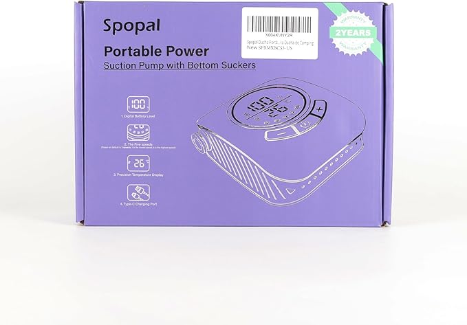 Portable Shower for Camping, [Upgraded] Spopal 8000mAh Rechargeable Camping Shower with 5 Adjustable Speeds, 4 Spray Modes, LED Display, IPX8 Waterproof Outdoor Shower Kit for Hiking, Travel, Car, Pet