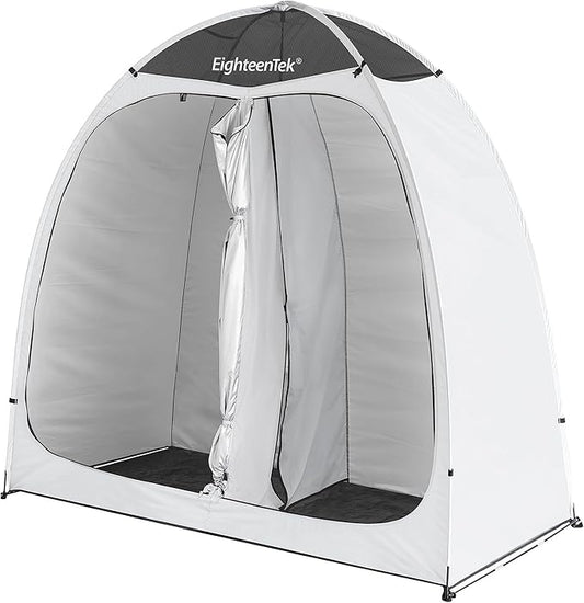 EighteenTek Shower Tent Camping, 2-Room Portable Changing Room, Outdoor Shower Enclosure, Pop Up Privacy Tent Shelter with Floor & Doors, Waterproof & Lightweight, Camping Toilet Bathroom