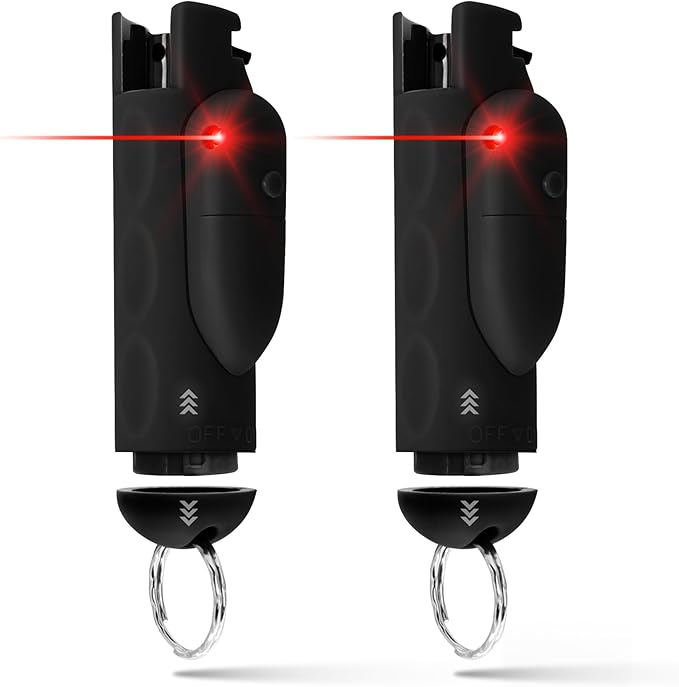 Guard Dog Security AccuFire 2 - Laser Sight Pepper Spray Self Defense - 20% Smaller - Instant Release - 16 Feet Safety Range - Maximum Strength - Finger Grips - Soft Touch Body