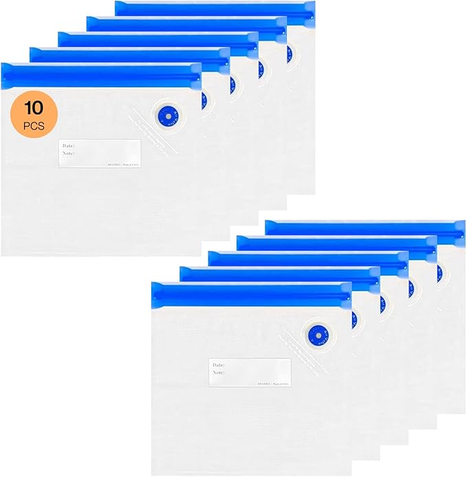 Vacuum Zipper Bags - Space-Saving Food Storage Bags for Vacuum Sealing, Reusable & BPA-Free, Ideal for Travel and Camping, Keeps Food Fresh (7" x 10" 10 count)