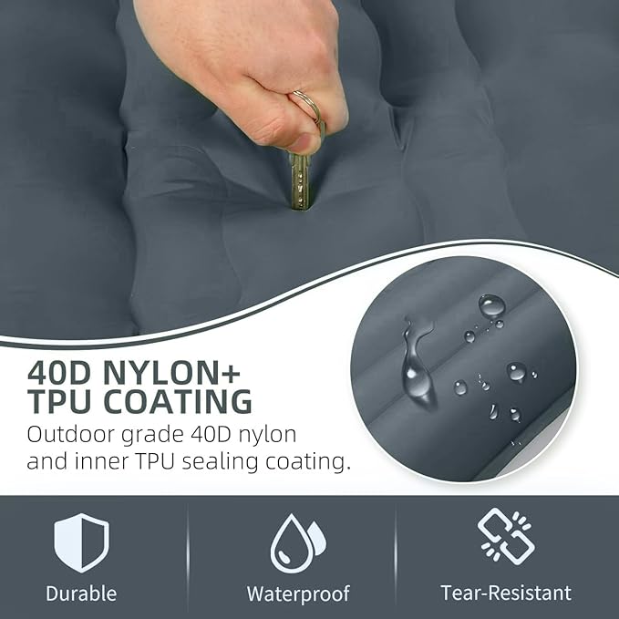 Camping Sleeping Pad, Extra Thick 5 Inch Camping Mat with Pillow Built-in Foot Pump Inflatable Sleeping Pads Compact for Camping Backpacking Hiking Traveling Tent