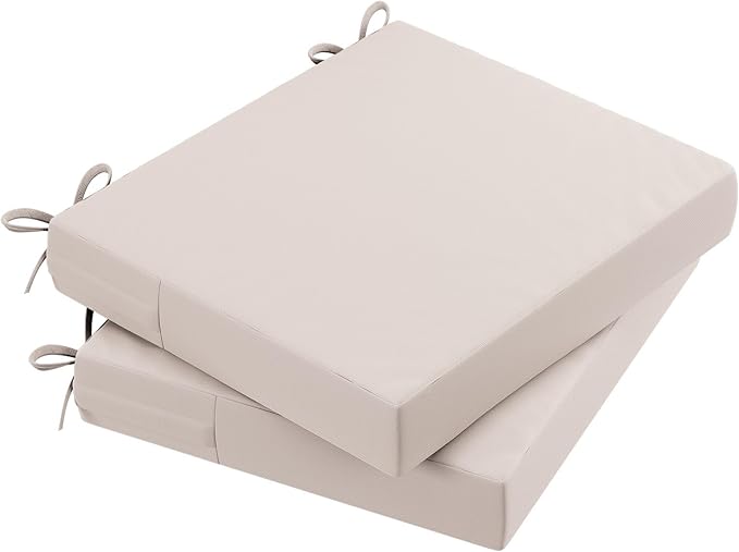 AAAAAcessories Outdoor Seat Cushions for Chairs, Waterproof, Fade-Resistant Patio Furniture Replacement Cushions, 18.5" x 16" x 3", Set of 2, Khaki Beige