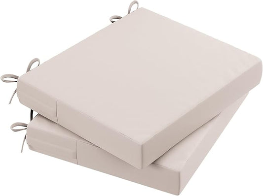 AAAAAcessories Outdoor Seat Cushions for Chairs, Waterproof, Fade-Resistant Patio Furniture Replacement Cushions, 18.5" x 16" x 3", Set of 2, Khaki Beige
