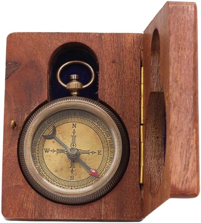 RII Engraved Brass Pocket Compass – Vintage Nautical Compass for Camping, Hiking, Boating, Travel | Thoughtful Gift for Son
