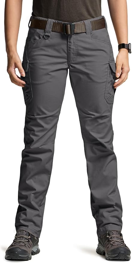 CQR Women's Flex Stretch Tactical Pants, Water Resistant Ripstop Cargo Work Pants with Pockets for Outdoor & Hiking