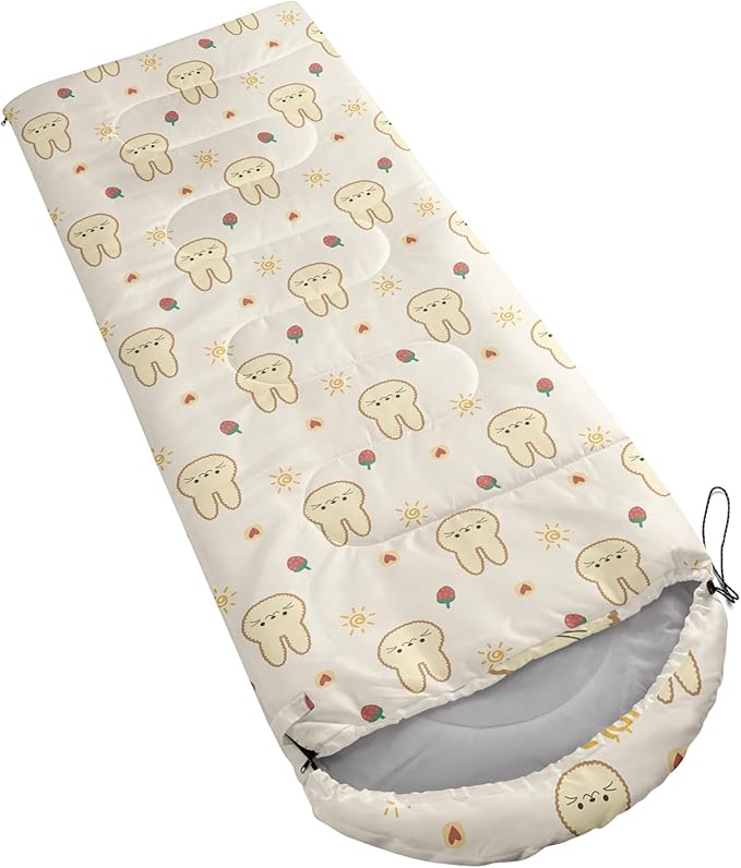 AILONEN Pink Lovely Rabbit Sleeping Bag for Girls Kids Adults,Warm and Cool Weather,Lightweight,Waterproof Backpacking,Cartoon Flowers Printed Bunny Sleeping Bag for Camping