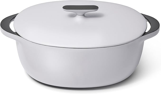 Caraway Enameled Cast Iron Dutch Oven - 8qt Dutch Oven With Lid - 3 Layer Enamel Coating - No Seasoning Required - Compatible With All Stovetops - Oven Safe - No Forever Chemicals - Gray