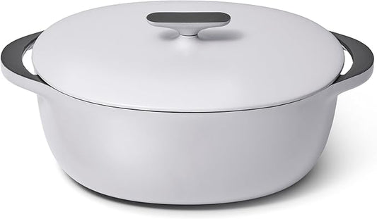 Caraway Enameled Cast Iron Dutch Oven - 8qt Dutch Oven With Lid - 3 Layer Enamel Coating - No Seasoning Required - Compatible With All Stovetops - Oven Safe - No Forever Chemicals - Gray