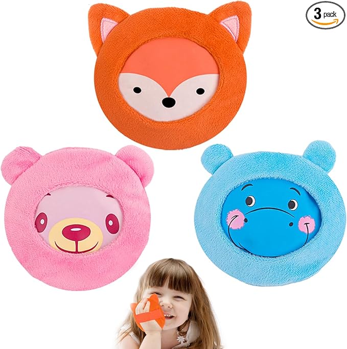 Hilph Kids Ice Packs for Boo Boos, Reuable Kids Hot Cold Packs with Cover and Handheld Straps for Pain Relief, Toddler Animal Ice Packs for Kids Bumps, Swelling, Wisdom Teeth (3 Packs)