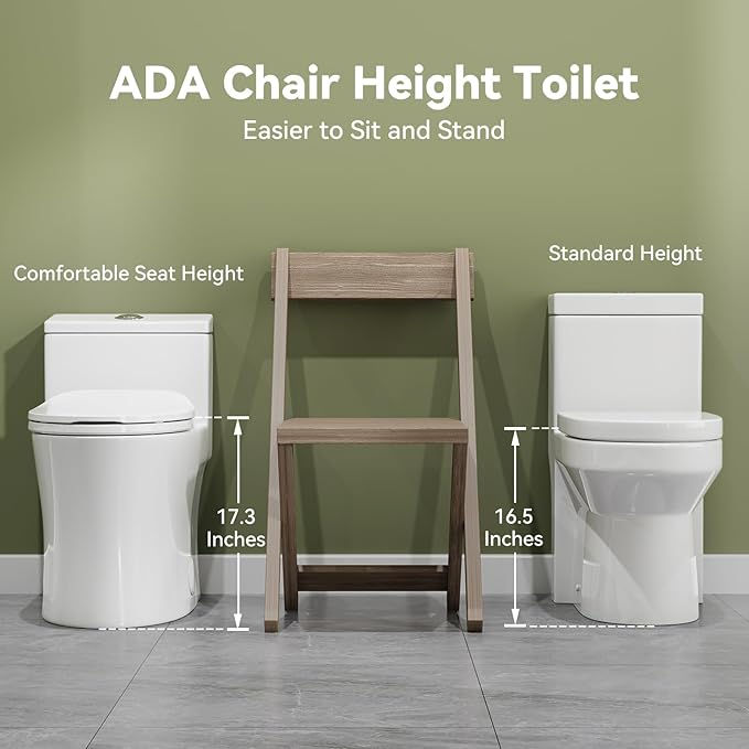 HOROW T0338W One Piece Toilet with Non-Electric Bidet Toilet Seat, Elongated ADA Chair Height Toilets with Adjustable Nozzles Seat, Powerful Dual Flush & Soft Closing Seat Include, MAP 1000g, White