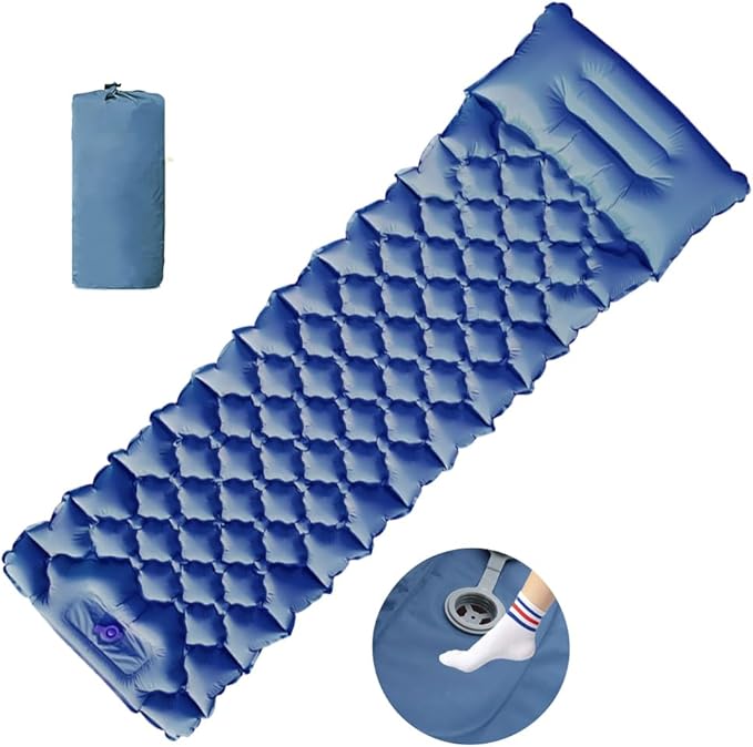Single Camping Pad - Ultralight Inflatable Sleeping Pad, 4 Inch Thick, Waterproof & Durable, Portable for Backpacking, Hiking & Tent Camping
