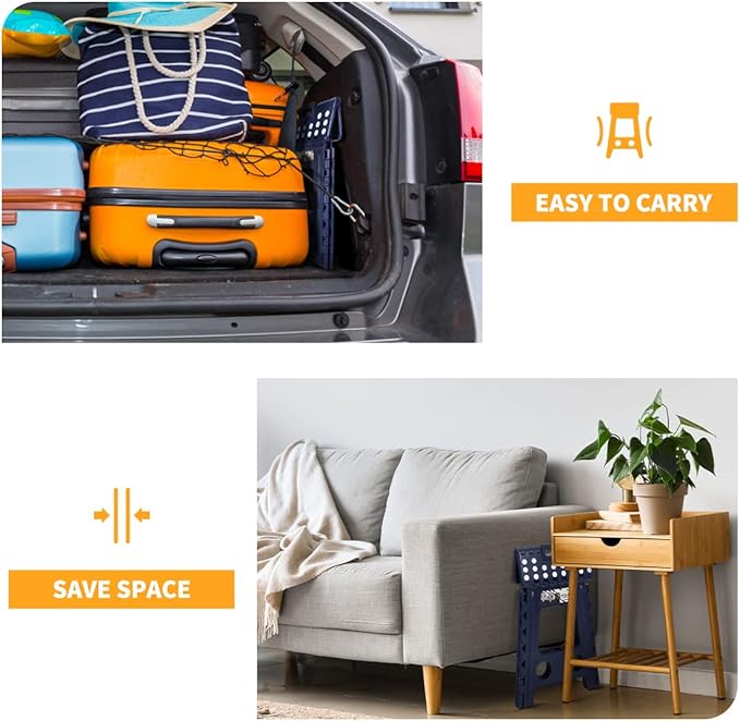 Delxo 16 Inch Folding Step Stool,Foldable Stool for Adults,Portable Collapsible Plastic Stepstool,Non Slip Folding Stools for Kitchen Bathroom Bedroom Up to 400LBS,(Royal Blue 1PC)