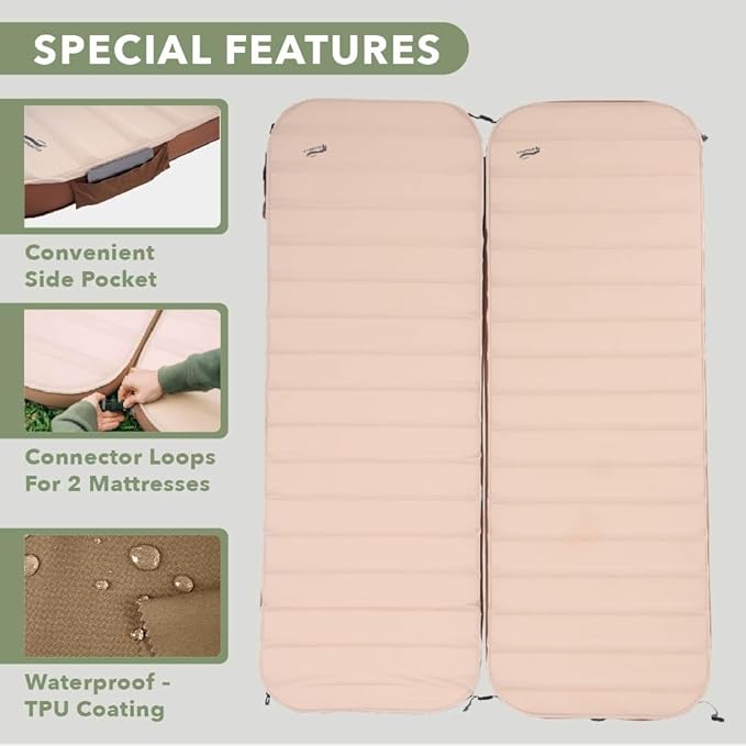 Thick Luxury Self Inflating Single Sleeping Pad with Solid Foam| Portable Inflatable Roll Up Camping Air Mattress 3.1" Thick | Adult Ourdoor Camping Rooftop Tent Van SUV