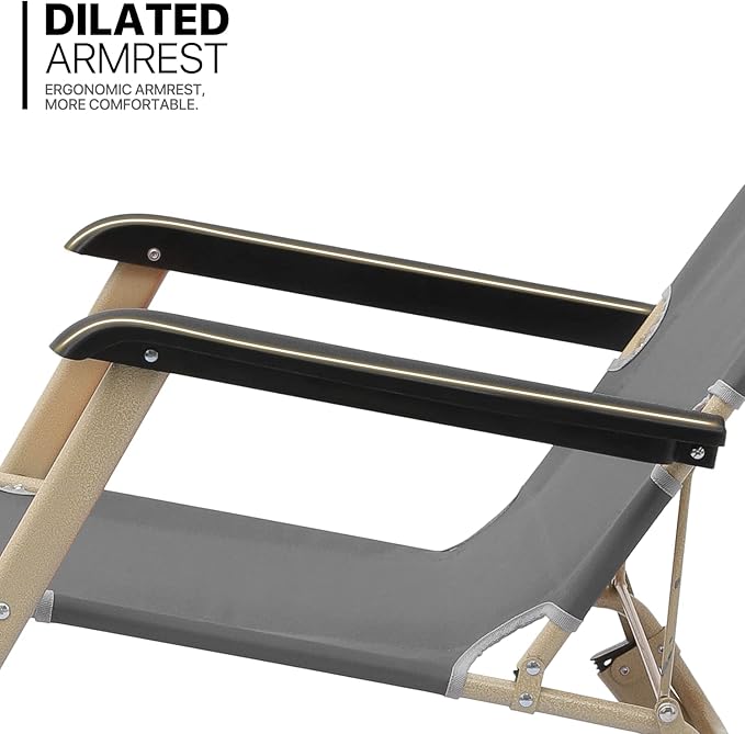 MoNiBloom Patio Lounge Chair Set of 2 Folding Lawn Lounger Outdoor Camp Reclining Chair with Adjustable Headrest for Garden Yard Pool Side, 330lbs Capacity