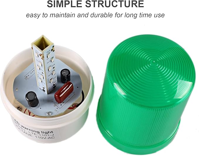 Industrial LED Rotating Strobe Beacon Warning Lights, Electrical Revolving Signal Lights for Emergency, 110v AC, Green, No Buzzer