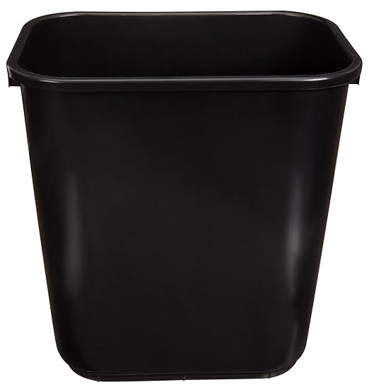 Amazon Basics Trash Can, Rectangular Commercial Office Wastebasket, 7 Gallon (Pack of 6), Black (Previously AmazonCommercial Brand)