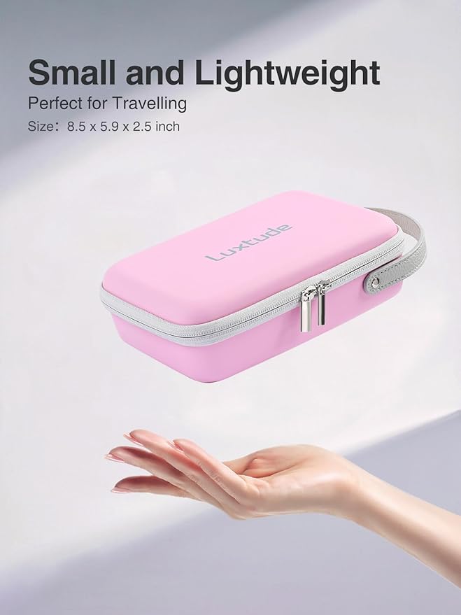 Luxtude Pink Electronics Organizer Travel Case, Tech Organizers Travel Case, Hard Charger Organizers, Portable Cable Organizer, Travel Essentials for Charger/Mouse/Cash/Card/Pen, Tech Gifts