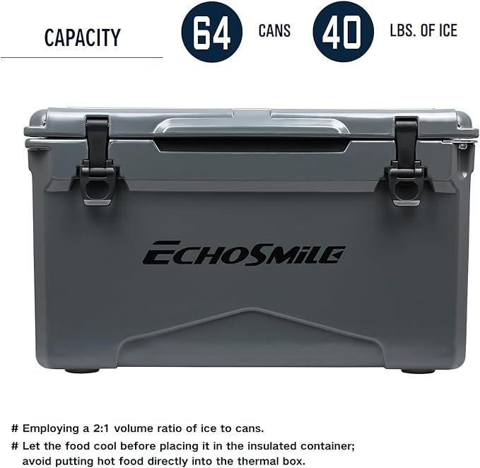 EchoSmile 25/30/35/40/60/75 Quart Rotomolded Cooler, Built to Stand up to The Rigors of The Journey