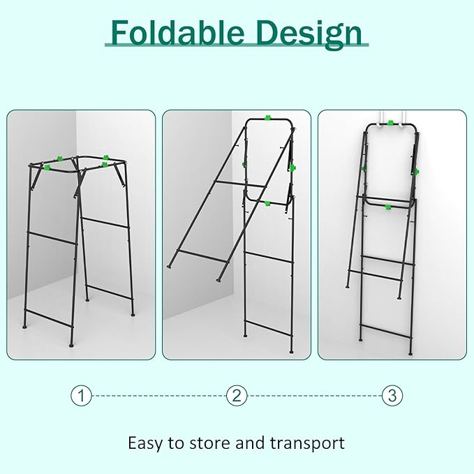 Foldable Trash Bag Holder Stand, Garden Garbage Bag Holder Frame Holds 30-55 Gallon Bags, Portable Leaf Bag Stand for Outdoor Yard Camping Garden Lawn Party Supplies