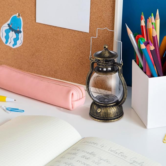 Lantern Decor Western, Hanging LED Vintage Lantern Metal with Carry Handle for for Weddings Western Camping Party Halloween Christmas Decorations 4.92inch