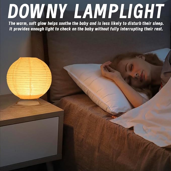 YY YEARCHY Table Lamp Paper Lamp Standing Lamps with Rice Paper Shade for Bedroom Livingroom (Ball Nightstand)