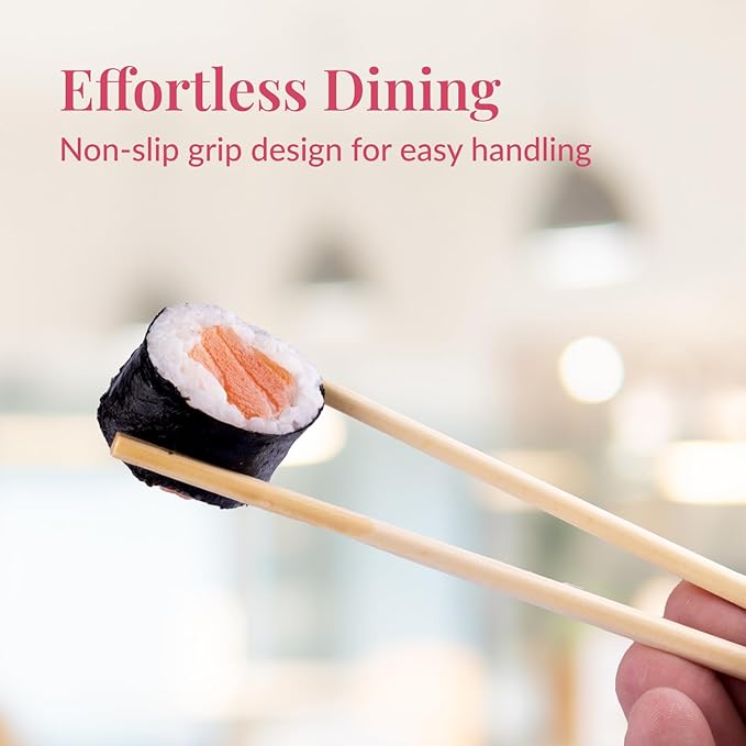 Prestee 50 Pairs Disposable Wooden Chopsticks - Individually Wrapped for Hygiene - 8-Inch Wood Chopstick - Utensils for Sushi, Noodles, and Takeout - Smooth, Splinter-Proof Design