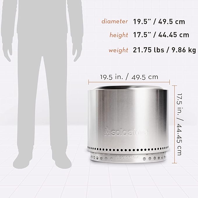 Solo Stove Bonfire with Stand | 19.5" Smokeless Fire Pit, Removable Ash Pan | Portable Stainless Steel Wood Burning Outdoor Fireplace, Ideal for 4–6 People, 21.75 lbs