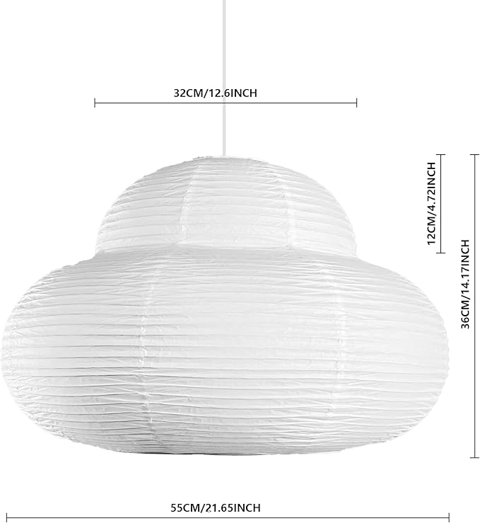 21.65inch White Cloud Lampshade,Big Size Foldable Chinese Paper Lantern, Handicrafts Ceiling Ampshade Indoor Decorative Chandelier