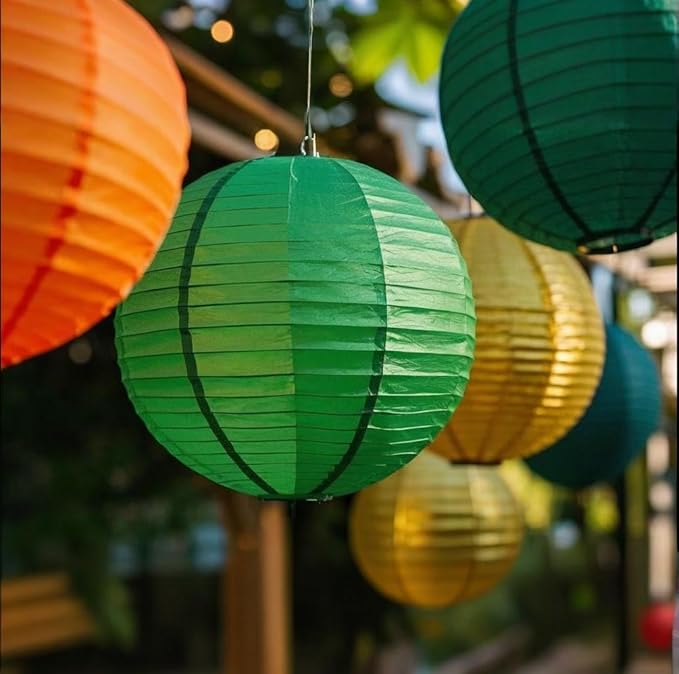 Green Orange Paper Lanterns Decorative 15pcs Party Hanging Decorations for Bachelorette Wedding Birthday Baby Shower Graduation Anniversary Green orangeThemed Room Decor