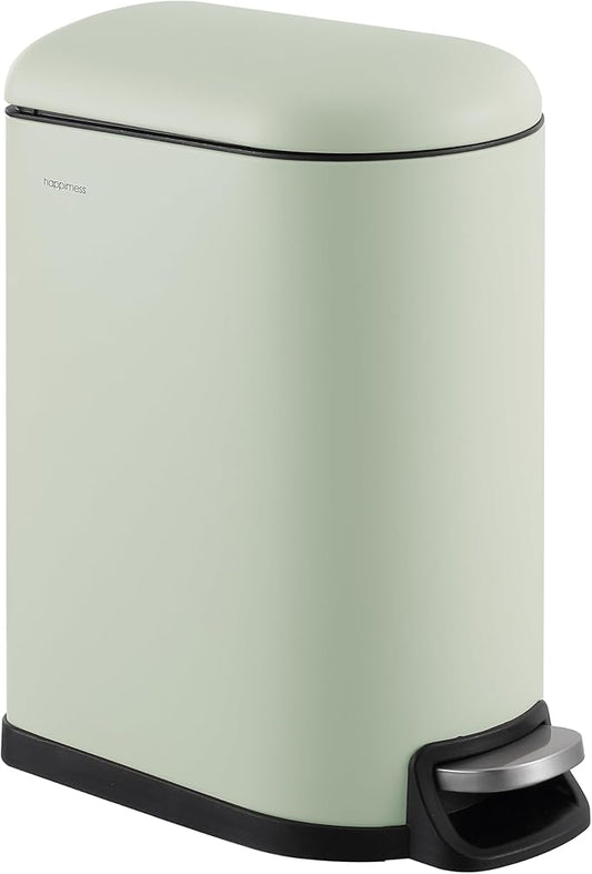 happimess HPM1009E Roland Mini 2.6-Gallon Step-Open Trash Can, Pistachio Gelato,with Soft-Close Lid, Fingerprint Resistant, Modern, Minimalistic for Home, Kitchen, Office, Bedroom, Bathroom