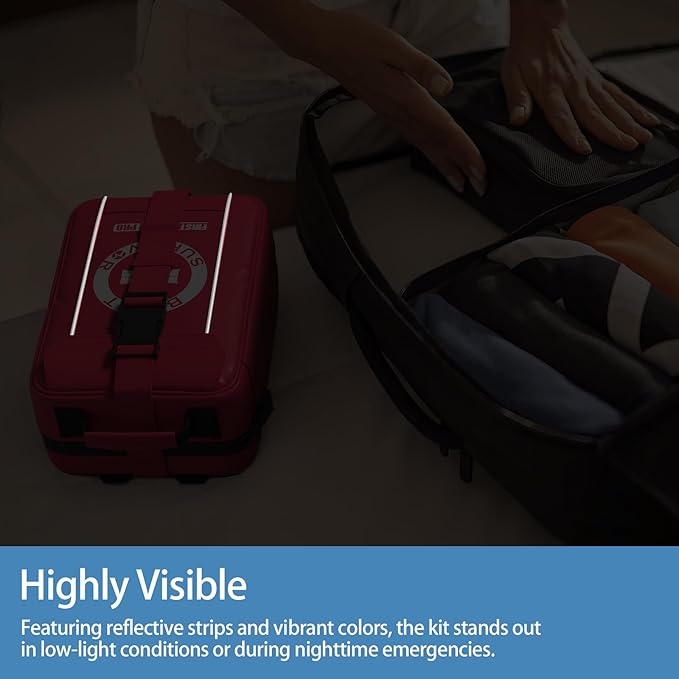 Comprehensive First Aid Kit -Labeled Compartments for Trauma & Emergencies, Compact Emergency Kits for Car, Boats, Camping, Hurricanes and Outdoor Emergencies Survival -265 Piece