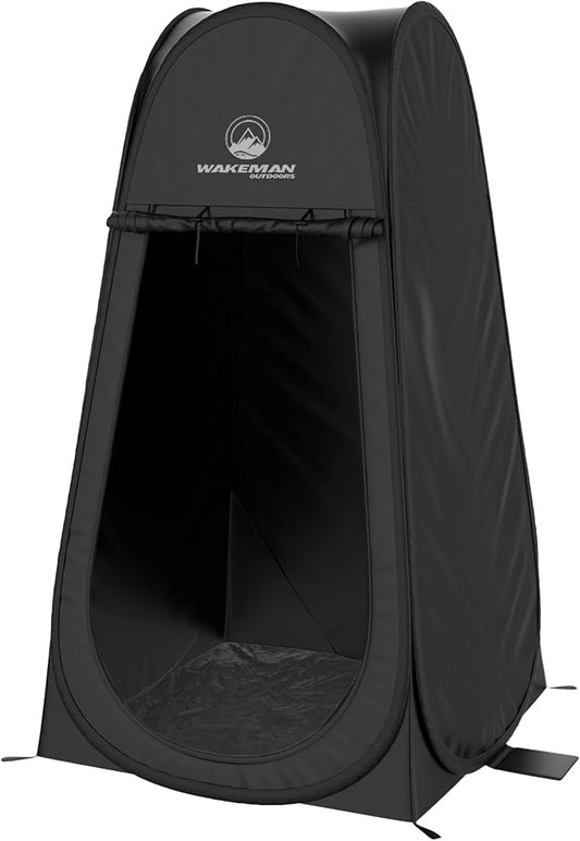 Pop Up Pod - Privacy Shower Tent, Dressing Room, or Portable Toilet Stall with Carry Bag for Camping, Beach, or Tailgate by Wakeman Outdoors (Black)