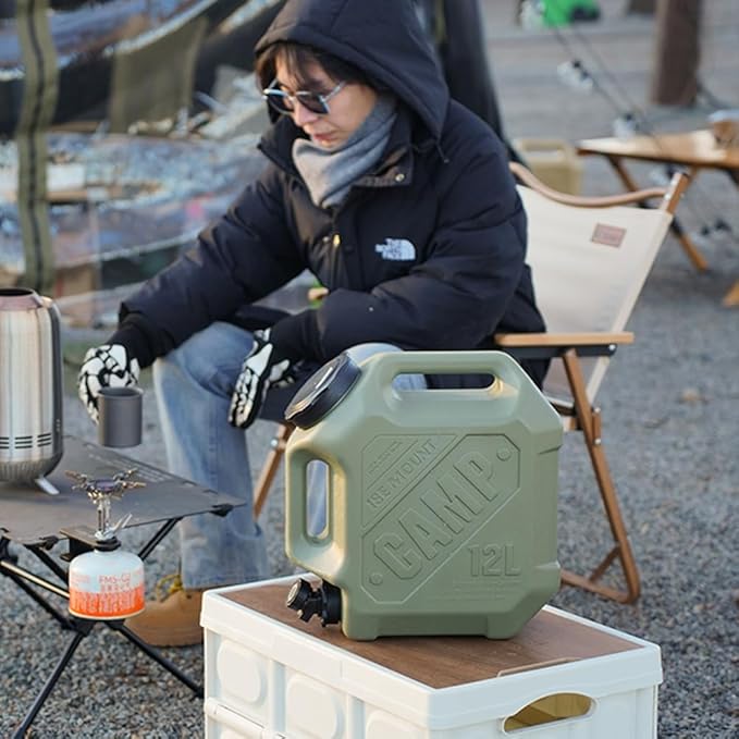 3.2 Gallon Water Jug with Spigot, Portable Water Tank BPA Free, Leak-Proof Water Containers for Camping Water Storage Containers for Emergency Outdoor Hiking Picnic, Green/Black/Yellow